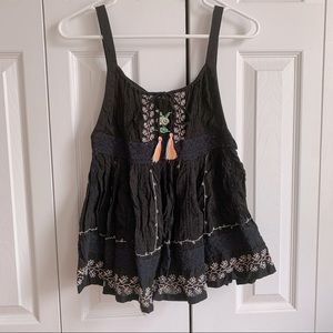 Vintage 90’s Free People Embroidered Fit&Flare Top